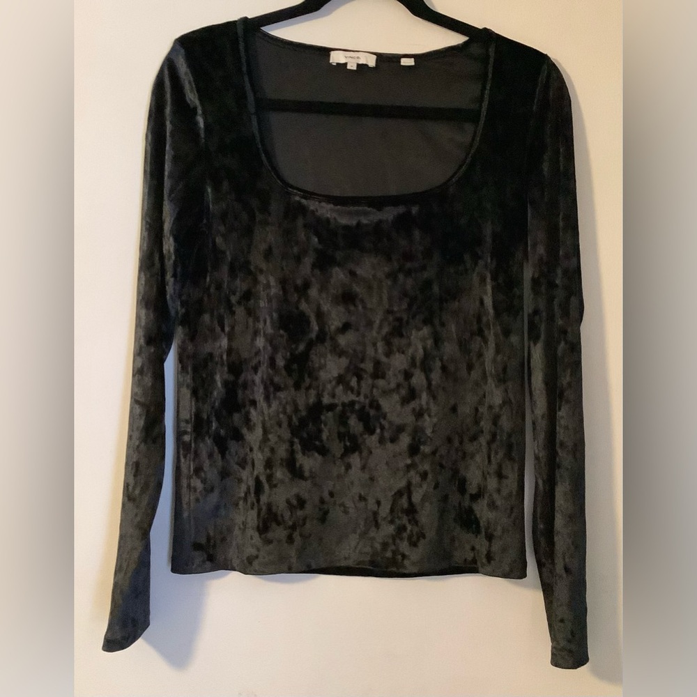 LIKE NEW! 
Vince Sexy Black Velvet Long Sleeve Top 
Square Neck